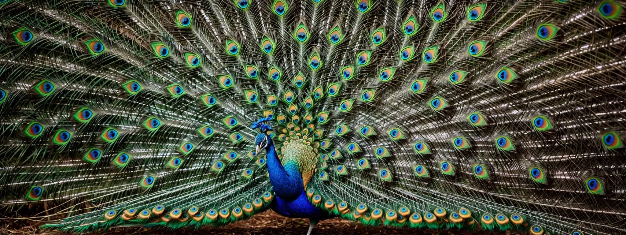 A Majestic Peacock With Its Vibrant Tail Fully Displayed, Showcasing A Spectrum Of Brilliant Colors.