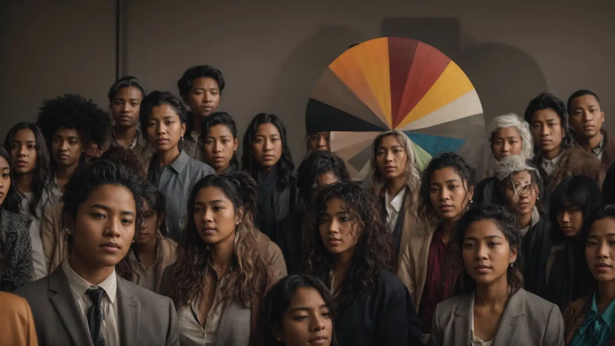 A Diverse Group Of People Representing Different Demographics Gathered Around An Interactive Display Showing A Pie Chart.