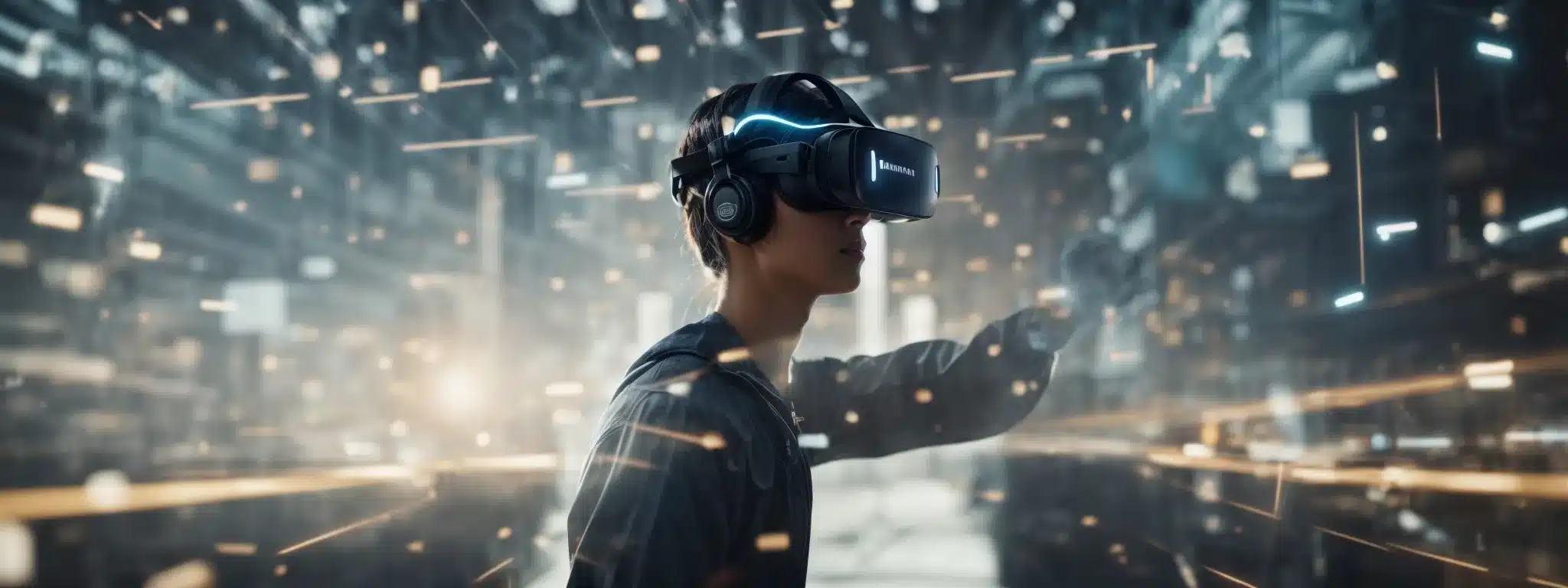 A Person Navigates An Expansive, Sunlit Virtual Reality Interface, Symbolizing The Command Of Digital Marketing In Business Growth.