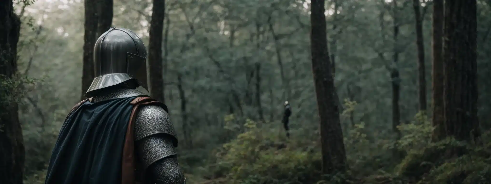 A Knight In Shining Armor Stands At The Edge Of An Ancient Forest, Symbolizing The Embodiment Of Strength And Adventure.