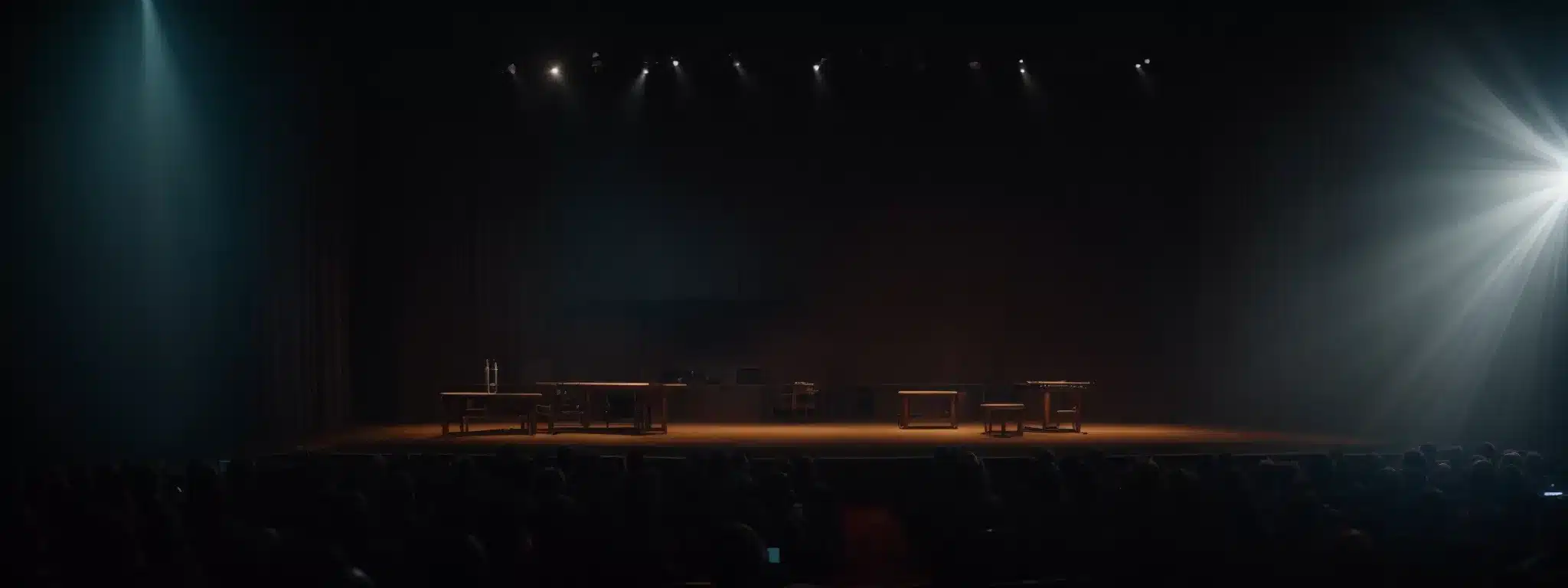 A Spotlight Illuminates An Empty Stage, Setting The Scene For A Powerful Brand Performance.