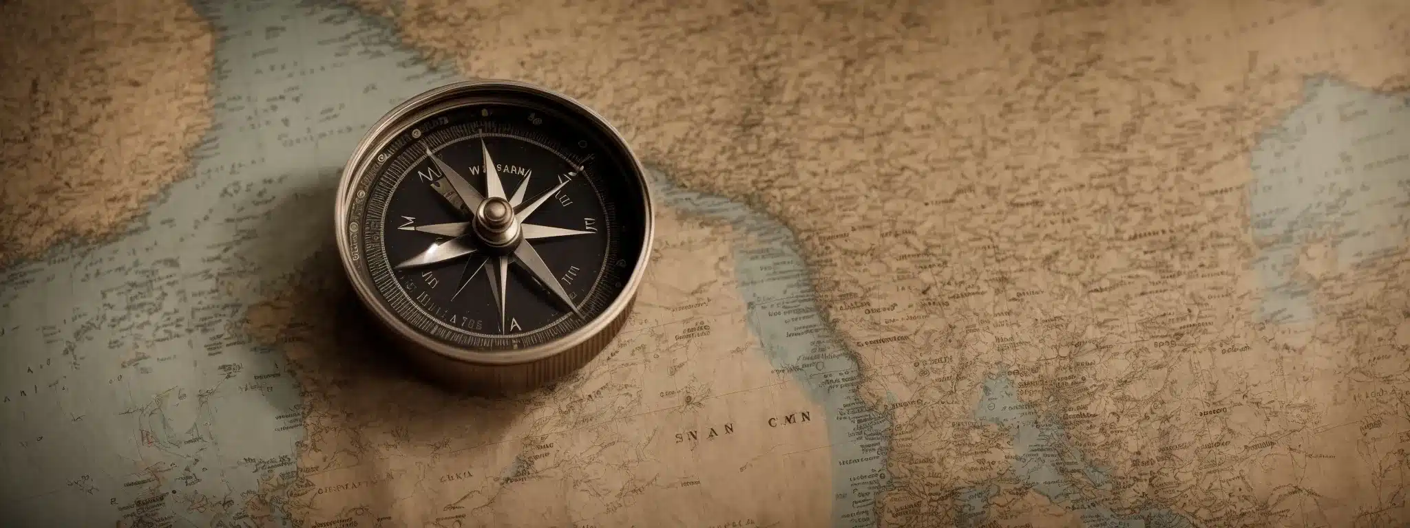 A Compass Rests Beside A Vintage Map On An Old Wooden Desk, Symbolizing The Adventure Of Local Keyword Discovery In The Digital Realm.