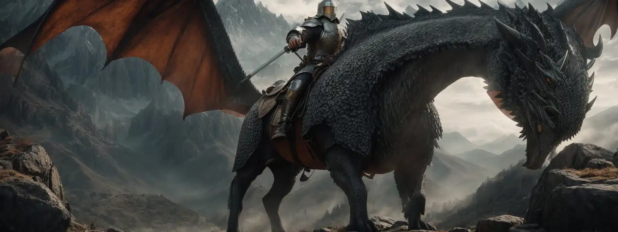 A Knight With A Shield, Embarking On A Mountainous Quest, Accompanied By Dragons Symbolizing Relevance, Proximity, And Prominence In A Digital Landscape.